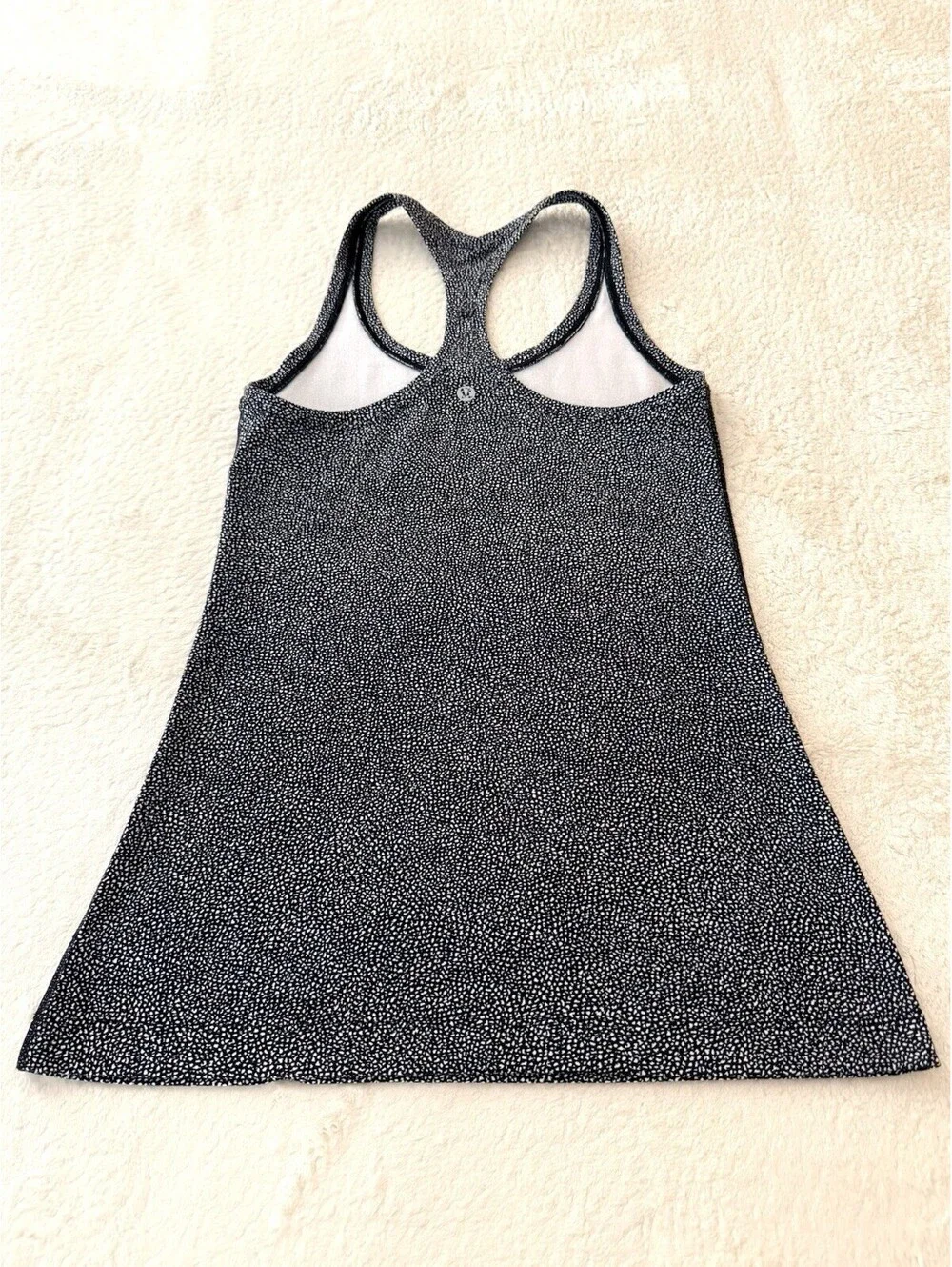 Lululemon Cool Racerback II Tank Women Size 6 Black White Spray Jacquard Luon